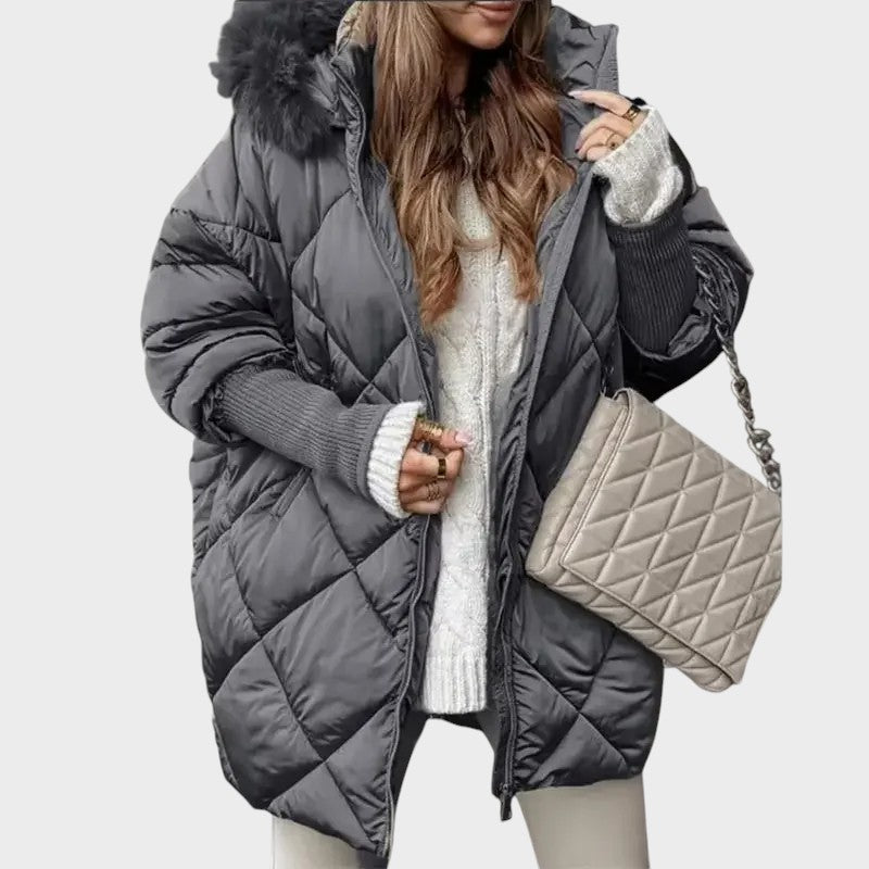 Denisa™ ｜Ženska midi parka s pletenim rukavima